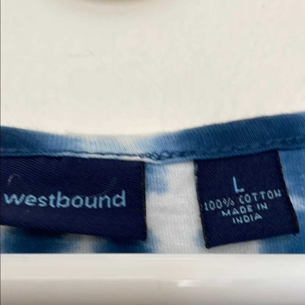 Westbound Blue and White Relaxed Fit Short Sleeve T-shirt - Picture 3 of 3
